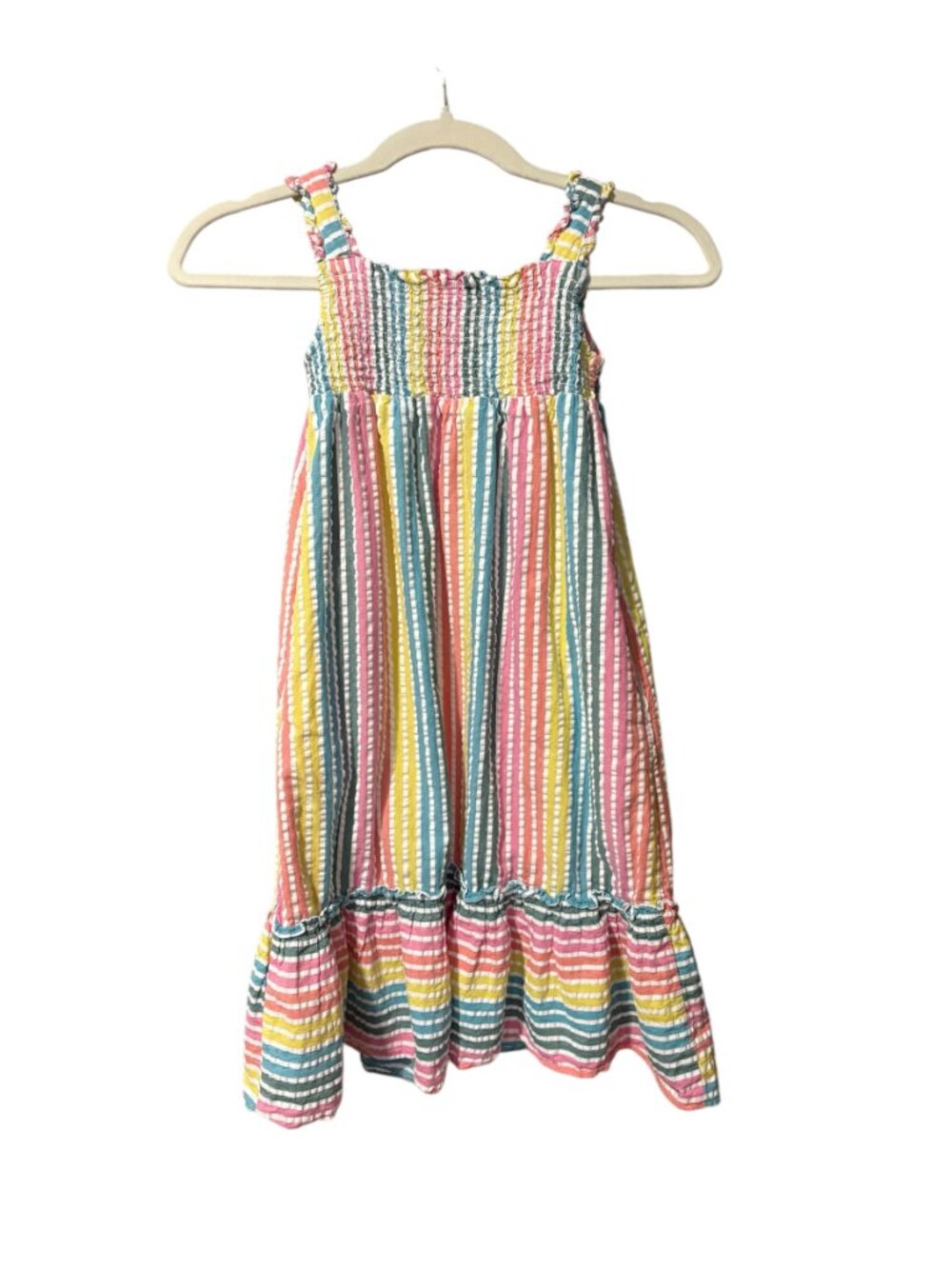 Boden Rainbow Stripe Smocked Sundress - Picture 2 of 5